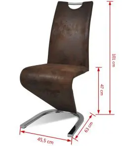 vidaXL Dining Chairs 2 pcs Brown Faux Leather