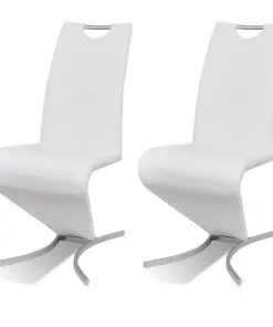 vidaXL Dining Chairs 2 pcs White Faux Leather
