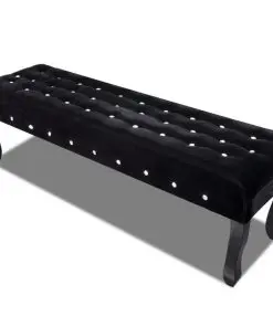 Black Bench Velvet Fabric with Crystal Buttons
