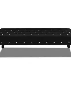 Black Bench Velvet Fabric with Crystal Buttons