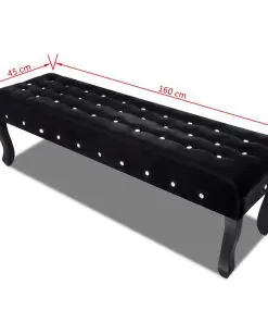 Black Bench Velvet Fabric with Crystal Buttons