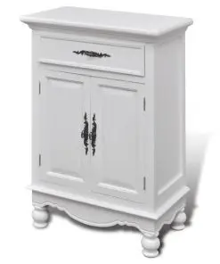 vidaXL Wooden Cabinet with 2 Doors 1 Drawer White