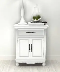 vidaXL Wooden Cabinet with 2 Doors 1 Drawer White