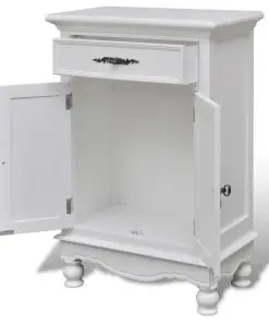 vidaXL Wooden Cabinet with 2 Doors 1 Drawer White