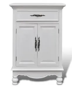 vidaXL Wooden Cabinet with 2 Doors 1 Drawer White