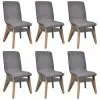 vidaXL Dining Chairs 6 pcs Light Grey Fabric and Solid Oak Wood (241153+241154)