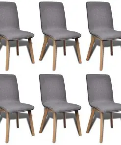 vidaXL Dining Chairs 6 pcs Light Grey Fabric and Solid Oak Wood (241153+241154)