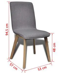 vidaXL Dining Chairs 6 pcs Light Grey Fabric and Solid Oak Wood (241153+241154)