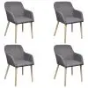 vidaXL Dining Chairs 4 pcs Light Grey Fabric and Solid Oak Wood vidaXL Dining Chairs 4 pcs Light Grey Fabric and Solid Oak Wood