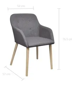 vidaXL Dining Chairs 4 pcs Light Grey Fabric and Solid Oak Wood