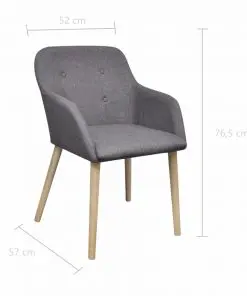 vidaXL Dining Chairs 6 pcs Light Grey Fabric and Solid Oak Wood