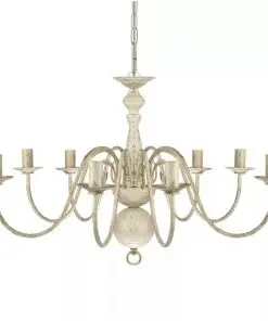 vidaXL Antique White Metal Chandelier 8 x E14 Bulbs