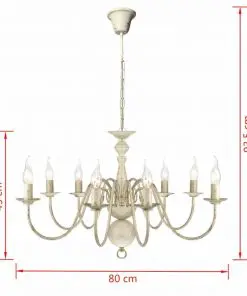 vidaXL Antique White Metal Chandelier 8 x E14 Bulbs