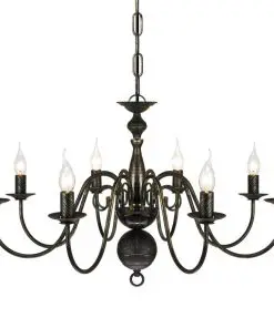 vidaXL Antique Black Metal Chandelier 8 x E14 Bulbs