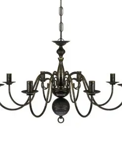 vidaXL Antique Black Metal Chandelier 8 x E14 Bulbs