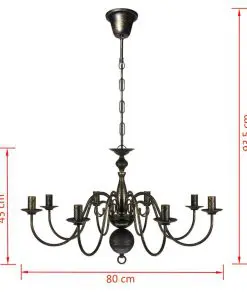 vidaXL Antique Black Metal Chandelier 8 x E14 Bulbs