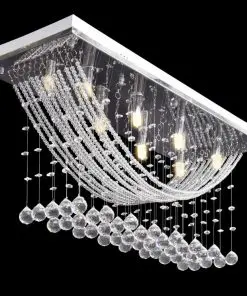 vidaXL Ceiling Lamp with Glittering Glass Crystal Beads 8 x G9 29 cm