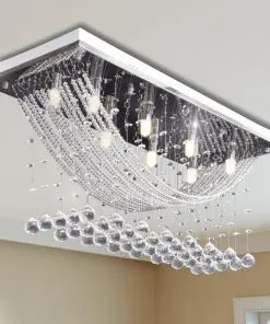 vidaXL Ceiling Lamp with Glittering Glass Crystal Beads 8 x G9 29 cm