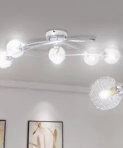 Ceiling Lamp with Mesh Wire Shades for 5 G9 Bulbs