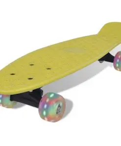 Yellow Retro Skateboard with LED Wheels