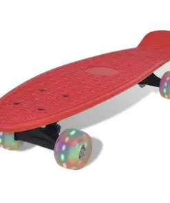 Red Retro Skateboard with LED Wheels
