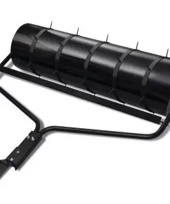 Black Garden Lawn Roller with 5 Aerator Bands 30 cm