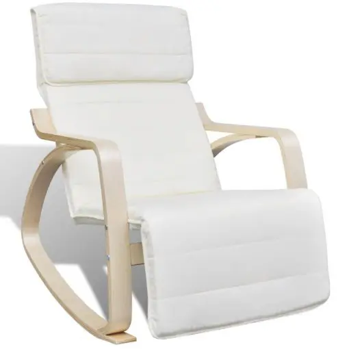vidaXL Rocking Chair Cream Bentwood and Fabric
