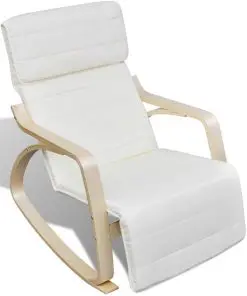 vidaXL Rocking Chair Cream Bentwood and Fabric
