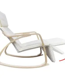 vidaXL Rocking Chair Cream Bentwood and Fabric