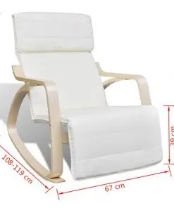 vidaXL Rocking Chair Cream Bentwood and Fabric