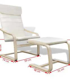 vidaXL Armchair with Bentwood Frame Cream Fabric