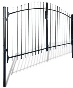 Double Door Fence Gate with Spear Top 300 x 175 cm