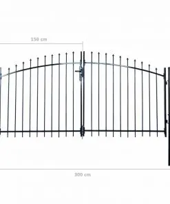 Double Door Fence Gate with Spear Top 300 x 200 cm