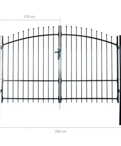 Double Door Fence Gate with Spear Top 300 x 225 cm