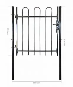 Single Door Fence Gate with Hoop Top 100 x 120 cm