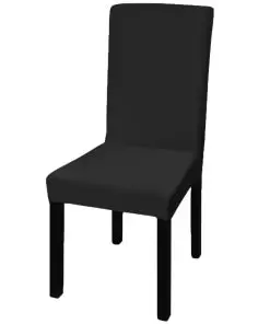 vidaXL 6 pcs Black Straight Stretchable Chair Cover