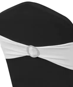 25 pcs White Stretchable Decorative Chair Band with Diamond Buckle