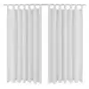 2 pcs White Micro-Satin Curtains with Loops 140 x 225 cm