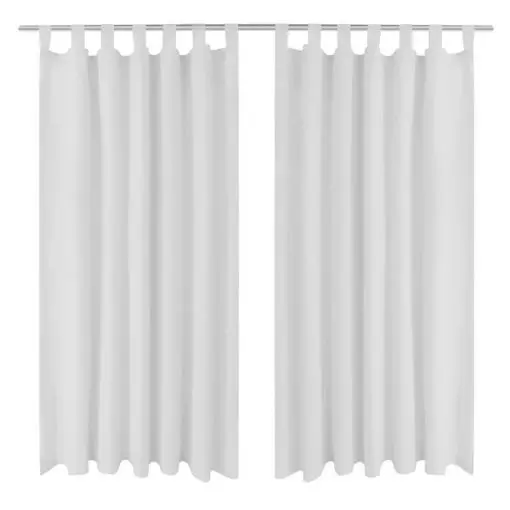 2 pcs White Micro-Satin Curtains with Loops 140 x 225 cm