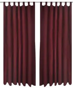 2 pcs Bordeaux Micro-Satin Curtains with Loops 140 x 175 cm