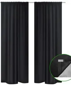 2 pcs Black Energy-saving Blackout Curtains Double Layer 140 x 245 cm 2 pcs Black Energy-saving Blackout Curtains Double Layer 140 x 245 cm