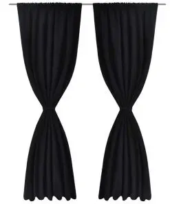 2 pcs Black Energy-saving Blackout Curtains Double Layer 140 x 245 cm