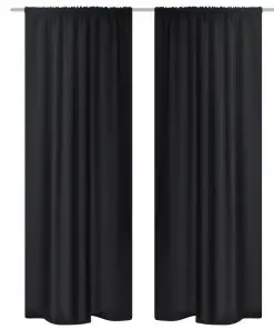 2 pcs Black Energy-saving Blackout Curtains Double Layer 140 x 245 cm