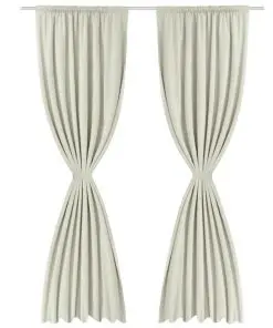2 pcs Cream Energy-saving Blackout Curtains Double Layer 140 x 245 cm