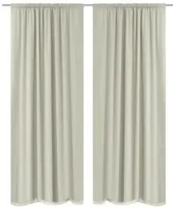 2 pcs Cream Energy-saving Blackout Curtains Double Layer 140 x 245 cm