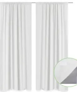 2 pcs White Energy-saving Blackout Curtains Double Layer 140 x 245 cm