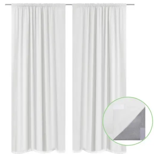 2 pcs White Energy-saving Blackout Curtains Double Layer 140 x 245 cm