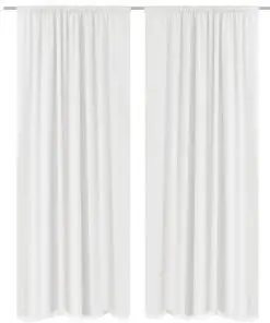 2 pcs White Energy-saving Blackout Curtains Double Layer 140 x 245 cm