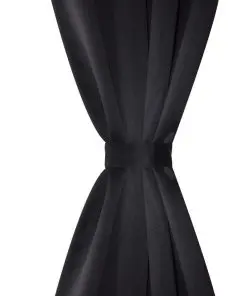 2 pcs Black Blackout Curtains with Metal Rings 135 x 245 cm