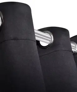 2 pcs Black Blackout Curtains with Metal Rings 135 x 245 cm